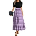 thumbnail image 3 of TQWQT Church Dresses for Women Work Flowy Short Sleeve Teacher Dress Summer Dresses Polka Dot Print Empire Waist T-Shirt Dress Plus Size Modest Clothing Purple XL, 3 of 4