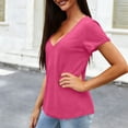 thumbnail image 6 of Admvng Tops For Women Trendy Women‘s Casual Fashion Solid Color Summer V-Neck Short Sleeve Blouses Shirts Top S-2XL, 6 of 6