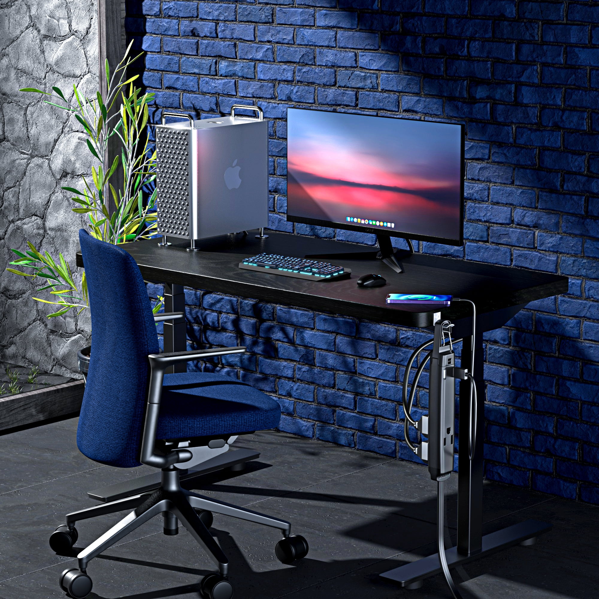 360° Rotating Flat Plug Extension Cord with USB Ports and a Removable Hook Black Extension Cord 1 ft (16 Gauge) UL Certified