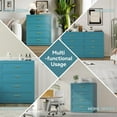 thumbnail image 6 of Blue Metal Dresser with 4 Drawer，39.3" Tall Chest of Drawers with Wide Metal Handle,Drawer Organizer for Bedroom,Living Room,Hallway and Entryway, 6 of 7