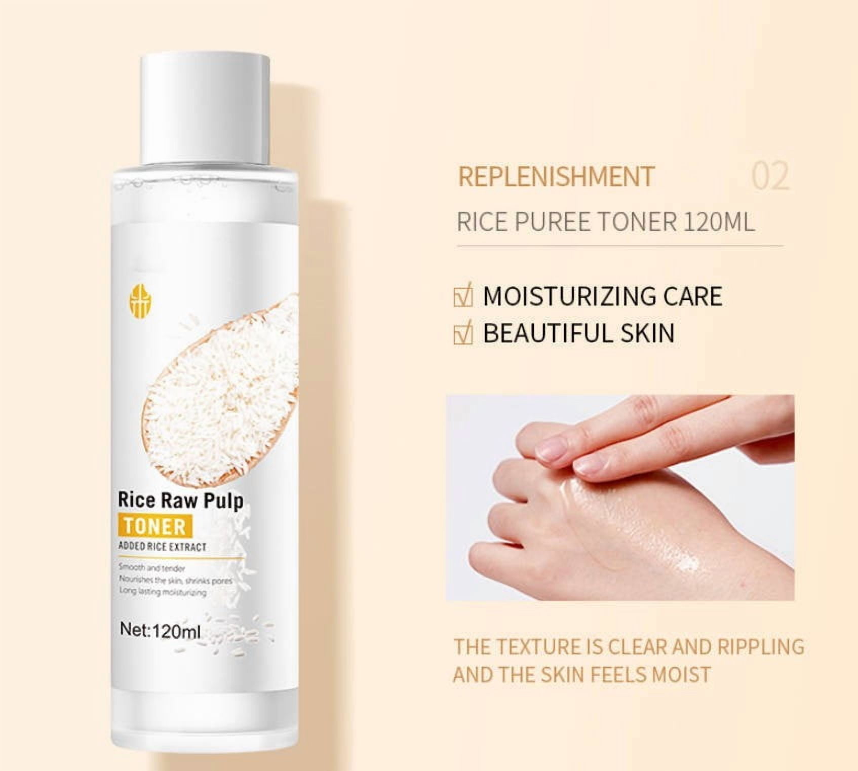 QunYou Skin Care Products for Women 6PCS Rice Puree Rejuvenation and Moisturizing Hydrating Set 120ml+15ml+120ml
