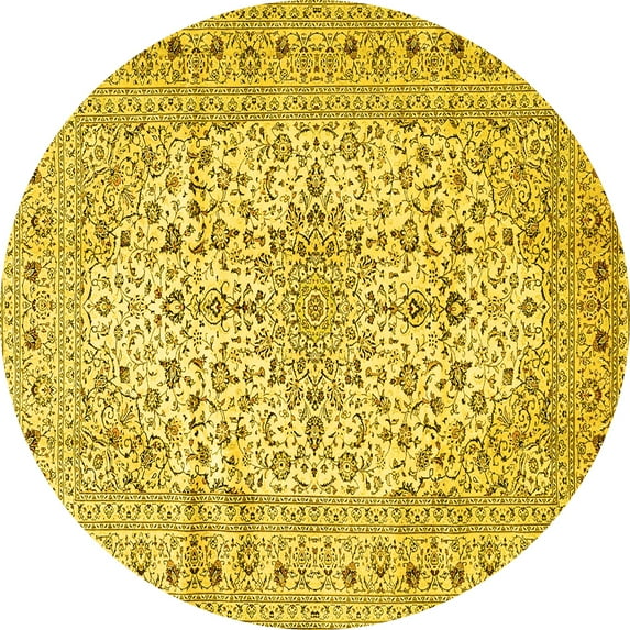 Ahgly Company Indoor Round Persian Yellow Traditional Area Rugs, 6' Round