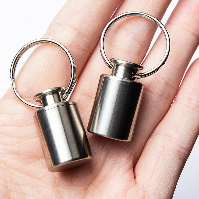 Tiny Titanium Keychain Pill Holder Case Waterproof Fob Travel Pocket Organizer, Size: 2