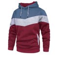 thumbnail image 1 of Sudadera con Capucha de Bloque de Color para Hombres con Bolsillos Sudadera con Capucha con cordón Puños acanalados Dobladillo Manga Larga Cómoda Sudadera con Capucha Vino Rojo XXL, 1 of 6