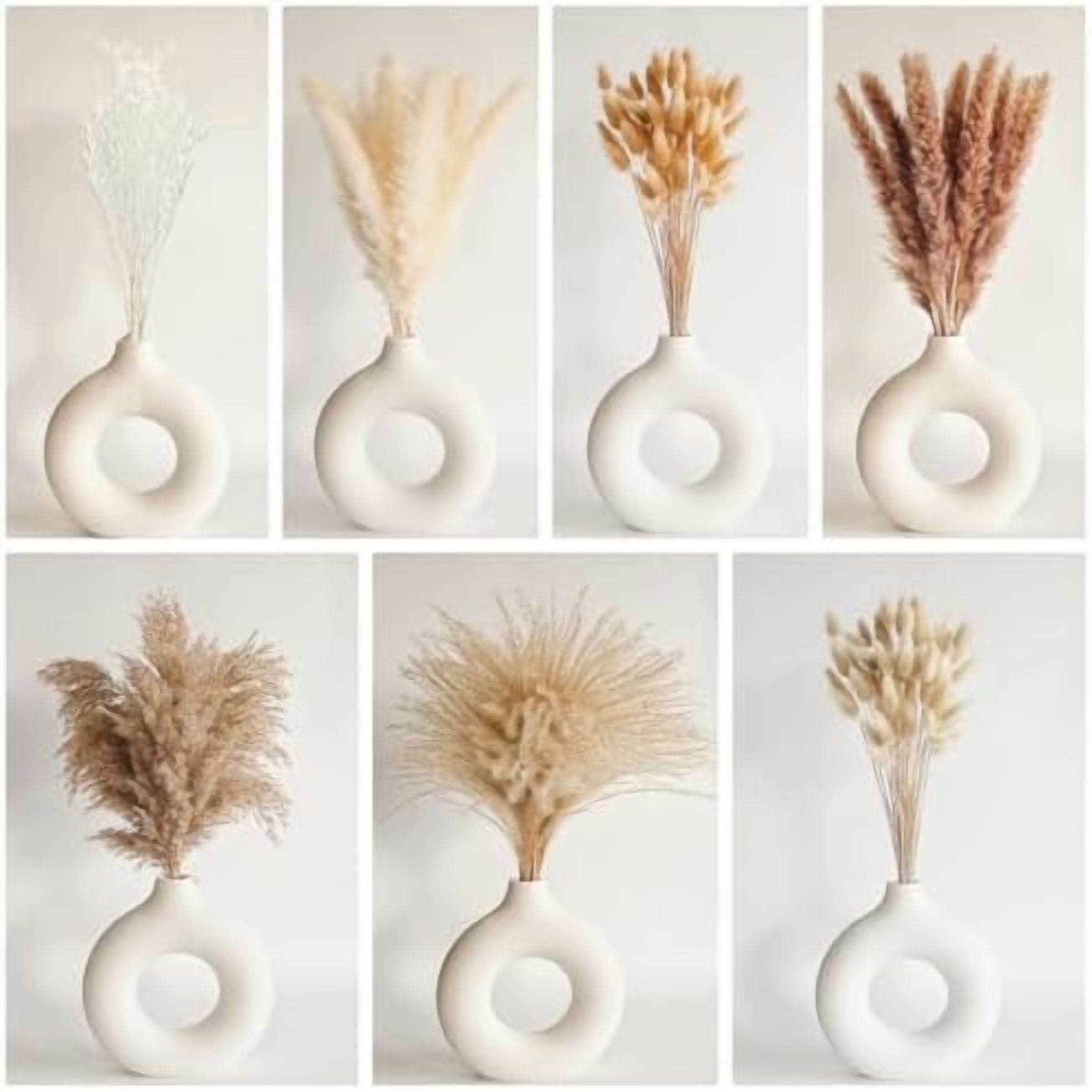 Dried Pampas Grass Decor, 128PCS Pampas Grass with Bunny Tails Dried Flowers, Reed Grass Bouquet for Wedding, Boho Flowers, Home Table Decor, Rustic Farmhouse Party