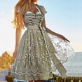 thumbnail image 2 of LEKODE oktoberfest outfits women dirndl dress Bavarian Dress tracht dress Womens Dress Germany Short Sleeve Dirndlbluse Blouse Dress Stage Performance Dress Blackish Green L, 2 of 8