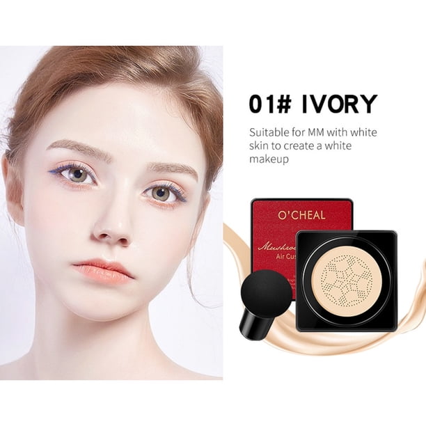 Fiudx Cojín, Crema Hidratante Maquillaje de Larga Duración, Corrector Mate, Base Maquillaje Brillante de Larga Duración con Esponja de Maquillaje