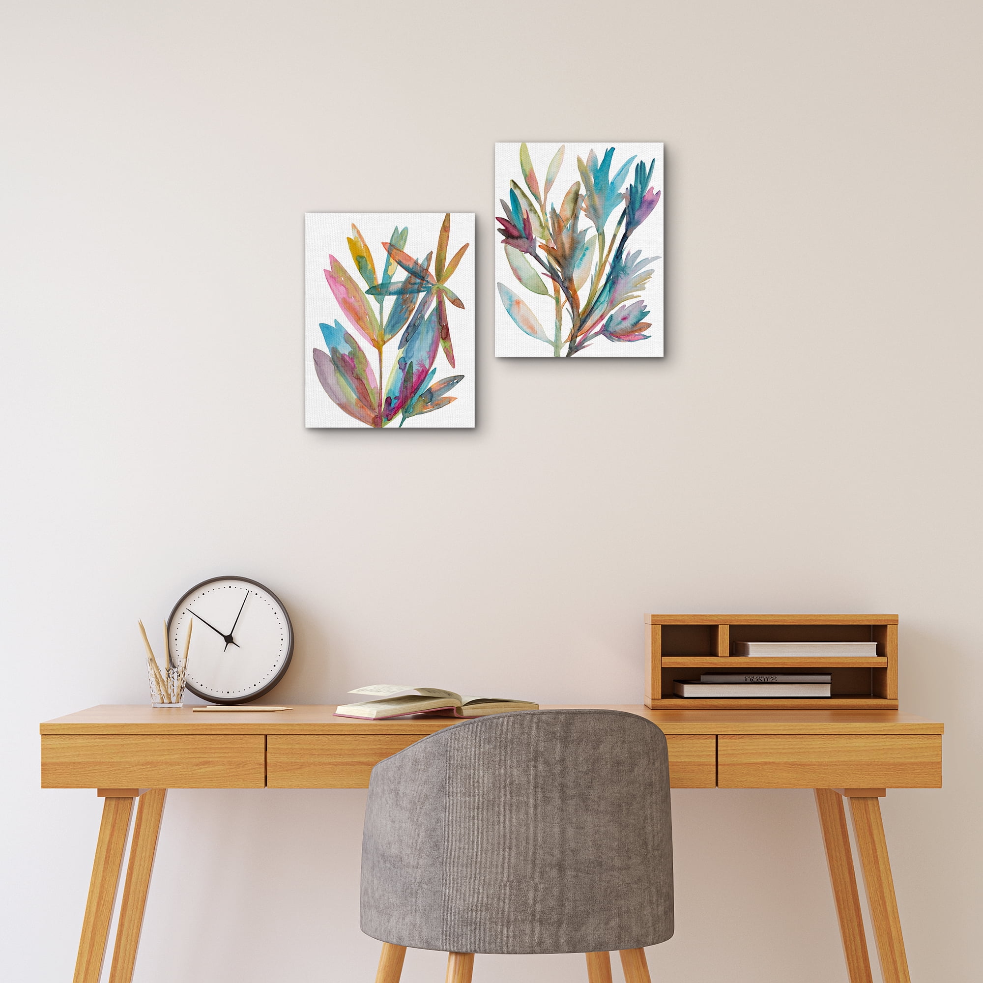 Masterpiece Art Gallery Rainbow Wish I & II Colorful Plants by Erin Lin Canvas Art Print