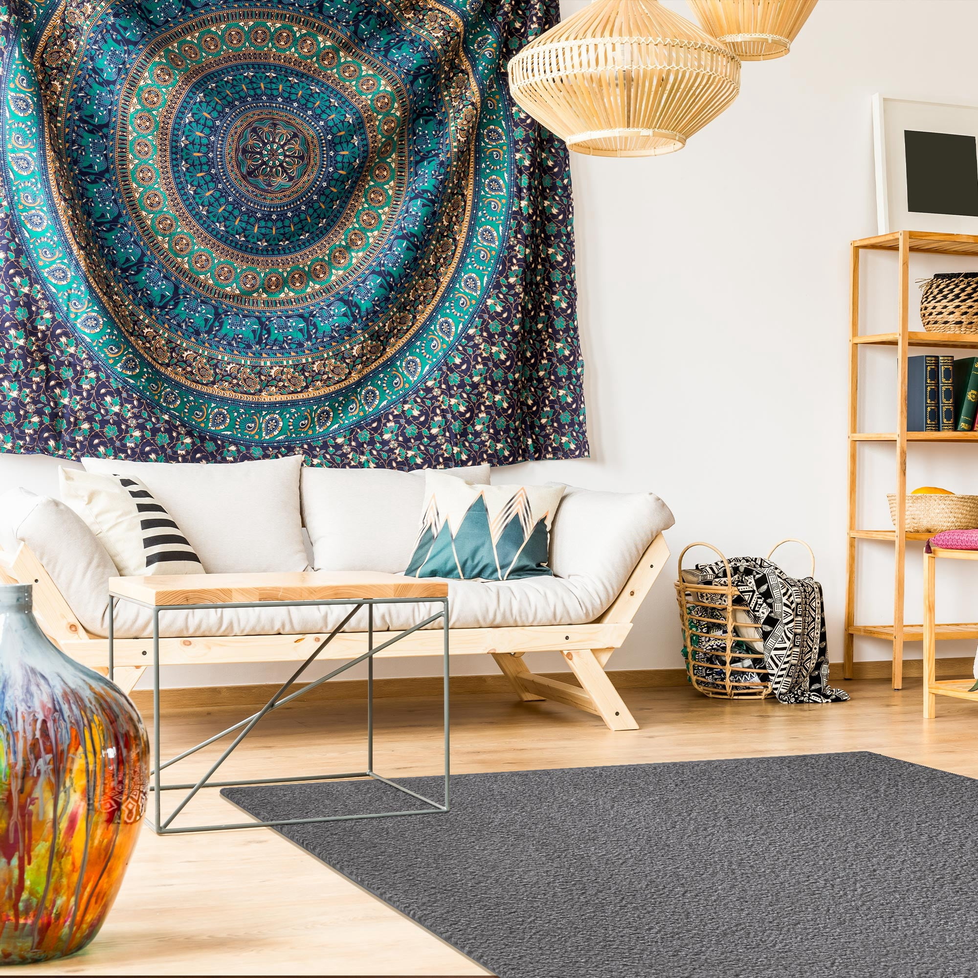 Ottomanson Oversized Shag Rug 7'10" x 21' – Plush Non-Slip Carpet for Living Room, Large Spaces, Gray