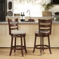 thumbnail image 2 of Weston Home Dark Cherry Ladder Back Swivel Counter Height Stool, Grey Linen, 2 of 2