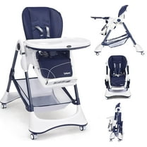 OLAKIDS  High Chair with One-Hand Removable Tray, 4 Lockable Wheels & Large Storage Basket - Multi-Adjustable Height, Recline & Footrest, Removable Cushion, Foldable for Baby, Infant& Toddler