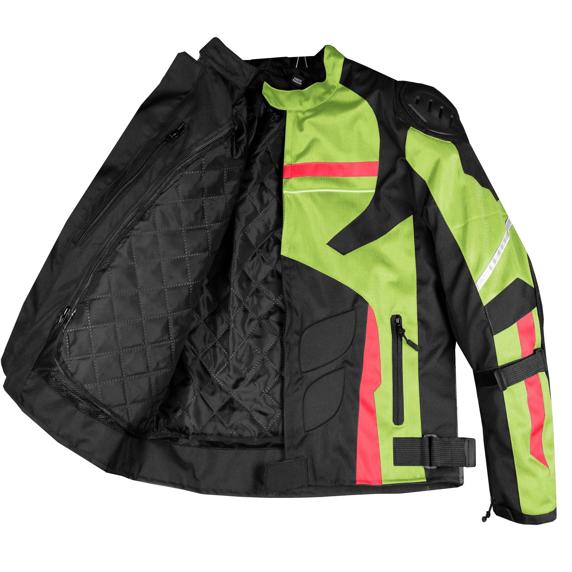 AirTrek Men Mesh Motorcycle Touring Waterproof Rain Armor Biker Jacket Hi Vis Green XXL