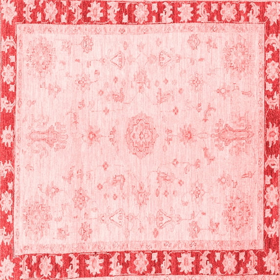 Ahgly Company Machine Washable Indoor Square Abstract Red Modern Area Rugs, 3' Square