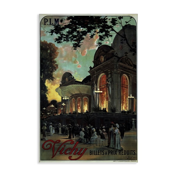Stupell Industries Vichy Cultural Antique Poster Advertisements Painting Wrapped Canvas Canvas Art Print Wall Art, 16 x 24