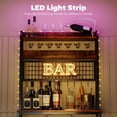 thumbnail image 4 of Rustic Brown 5-Tier Baker's Rack with Power Outlet & LED Light - Kitchen Coffee Bar Station | 31.5"W x 66.9"H | Adjustable Shelving & 10 Hooks, 4 of 7