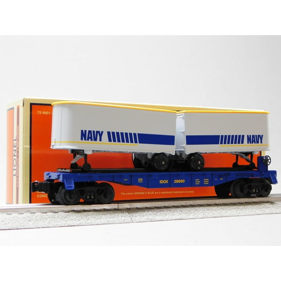 LIONEL NAVY FLATCAR W/ PIGGYBACK TRAILER O GAUGE TRAIN CAR 2528690