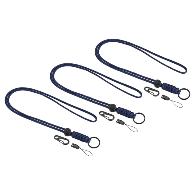 Uxcell 20" Paracord Lanyard Necklace Keyring Clasp Strap Badge Holder, Blue 3 Pack