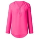 thumbnail image 3 of Qucoqpe - Camisas de gasa con cremallera para mujer, blusas holgadas con cuello en V, media manga, dobladillo curvo, para oficina, negocios, informales, lisas, con mangas enrolladas, para salir, 3 of 8