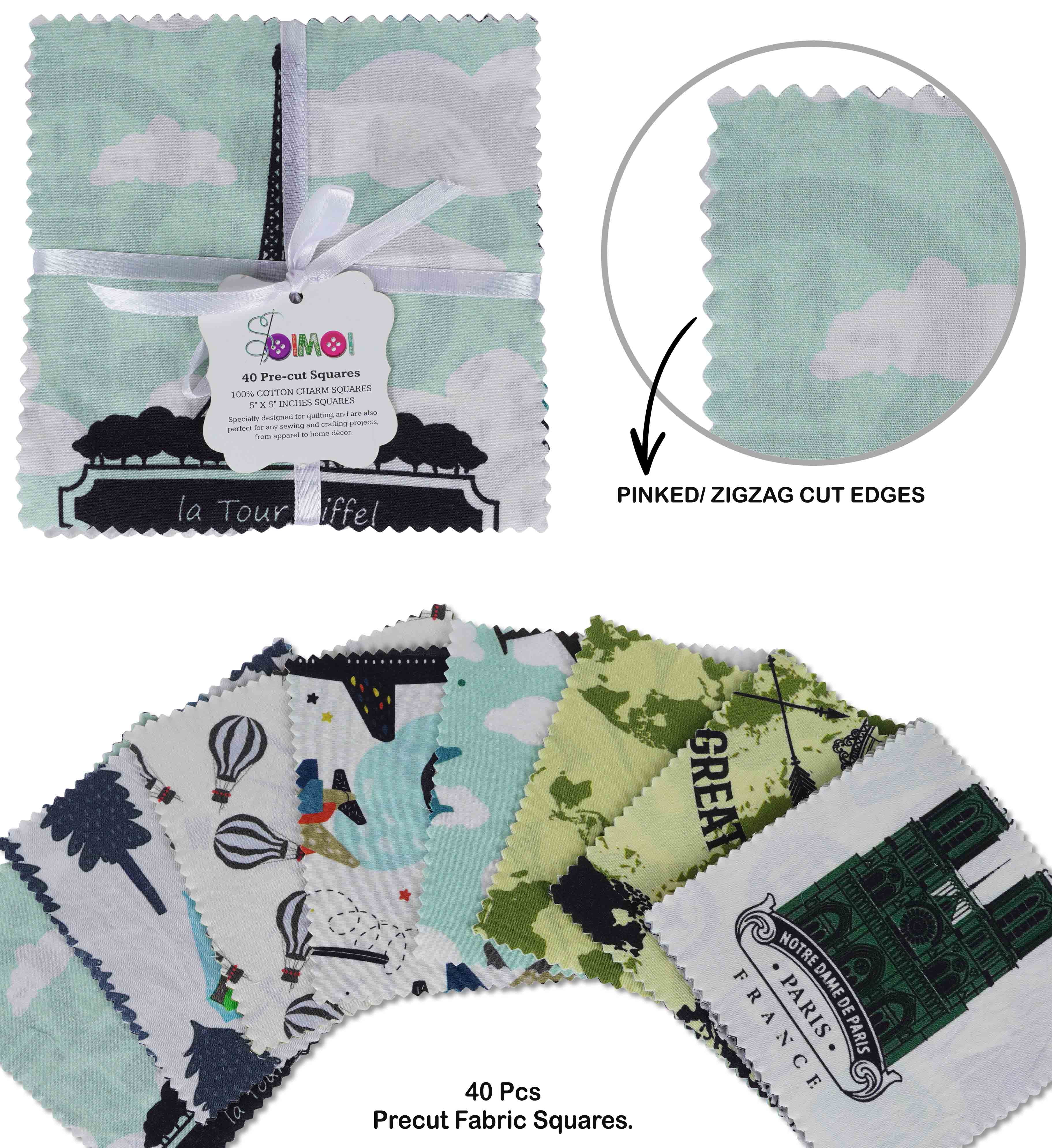 Precut 10-inch Prints Cotton Fabric Bundle Quilting Squares Charm Pack DIY Patchwork Sewing Craft