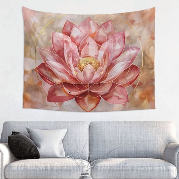 Picia Pink Lotus Pattern Tapestry-Tapestries for Bedroom Living Room Dorm(29x37")
