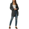 thumbnail image 2 of INSPIRE CHIC Women's Fall Winter Long Sleeve Cable Knit Open Front Sweater Cardigan with Pockets L Dark Grey, 2 of 6