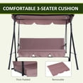 thumbnail image 6 of 3 Seat Outdoor Patio Swing Chair, Porch Swings with Adjustable Canopy, Outside Swing Bench with Powder-Coated Steel Frame for Backyard, Garden, Yard, Poolside, Balcony, Brown, 6 of 6