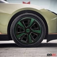 thumbnail image 3 of OMAC 14" Hubcaps Wheel Rim Cover Black with Green Insert 4pcs Set, 3 of 7