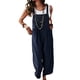 thumbnail image 2 of Sunloudy Mujeres Casual Bib Overol, Verano Sin Mangas Pierna Ancha Color Sólido Mono con Bolsillos Sunloudy S M L XL, 2 of 5