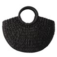 thumbnail image 1 of Beach Holiday Bag Half Round Straw Handbag black, 1 of 5