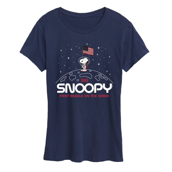 Peanuts - Snoopy Flag Moon - Women's Short Sleeve Graphic T-Shirt