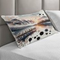 thumbnail image 2 of Ambesonne Lake Quilted Pillowcover, Mountain and Paint Splatter, 30" x 20", Peach and Pale Slate Blue, 2 of 2