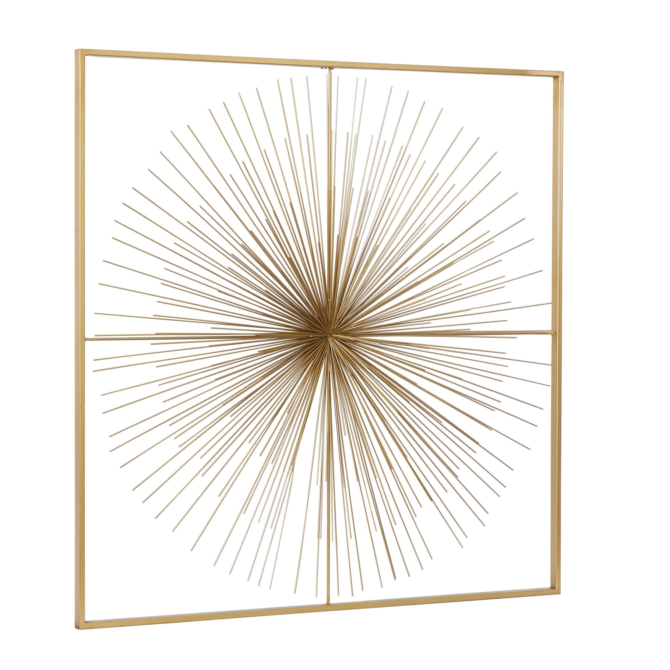 CosmoLiving by Cosmopolitan Gold Metal Handmade Large 3D Starburst Wall Decor with Square Frame