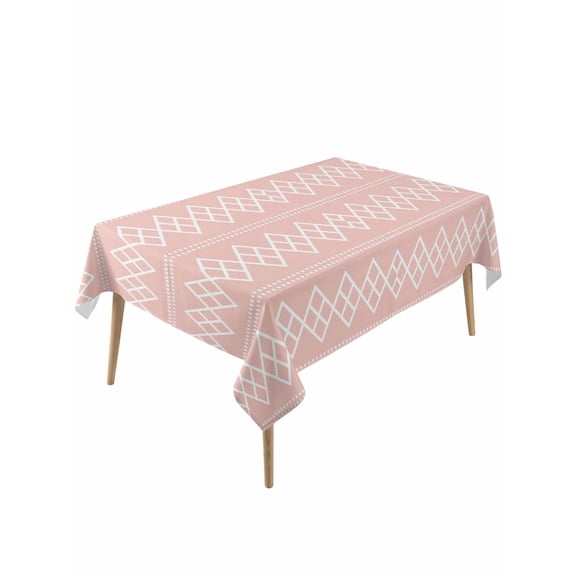 Pink Boho Table Cloth, Waterproof Tablecloth for Rectangle Tables, Vintage Ethnic Tribe Abstract Art Reusable Washable Fabric Table Cover for Restaurant Kitchen Dining Tables 60"x120"