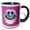 Black/White, variant on 3drose, Silver Disco Ball Smiling Face - Seventies 70s Style Discoball Dance Hall Diva Smilie on Purple Pink, 11oz Magic Transforming Mug