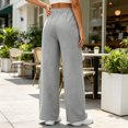 thumbnail image 5 of Womens Fleece Lined Wide Leg Sweatpants Elastic High Waist Loose Casual Long Pants With Side Pockets 2XL, 5 of 6