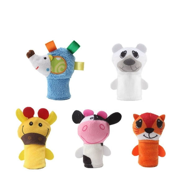Dsseng 5PC Kids Cartoon Animal Finger Puppet Soft Velvet Doll Prop Toy Easter Stuffing