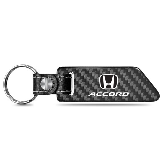 Honda Accord Real Carbon Fiber Blade Style with Black Leather Strap Key Chain