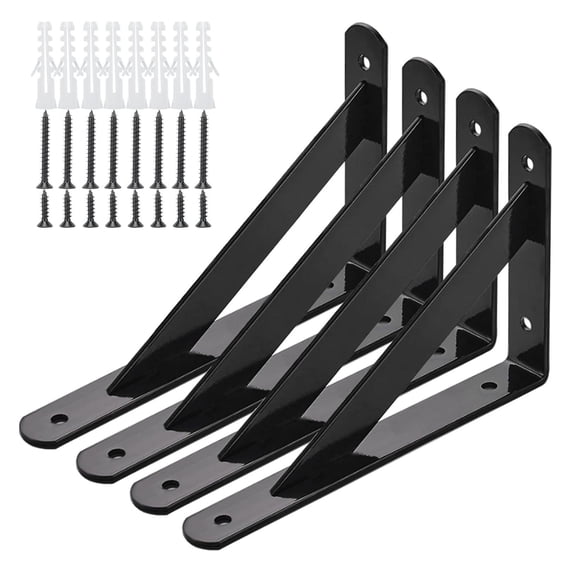 6x3.7 Inch Floating Shelf Bracket Heavy Duty L Steel Bracket for Wall Mount Support Hidden Shelves(Black)