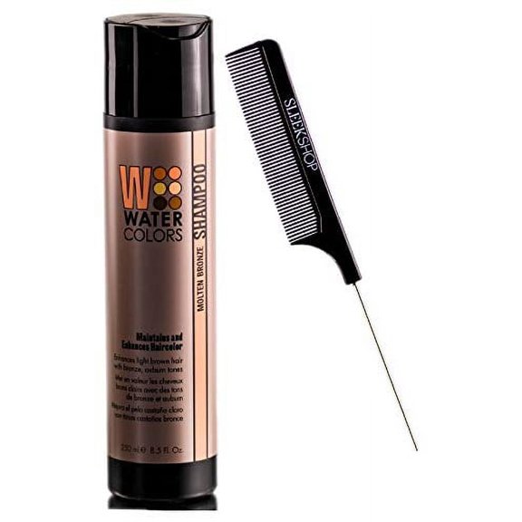 Watercolors by Tressa Color Depositing Sulfate-Free Shampoo, Haircolor (w/Sleek Comb) Water Colors Hair Dye Maintenance Wash (Molten Bronze - 8.5 oz) (PACK OF 4)