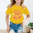 thumbnail image 2 of Curuila Kid Girls Tops Letter Print Crew Neck Short Sleeve Tee Summer Casual Loose T Shirt Yellow Size 2-4 Years, 2 of 4