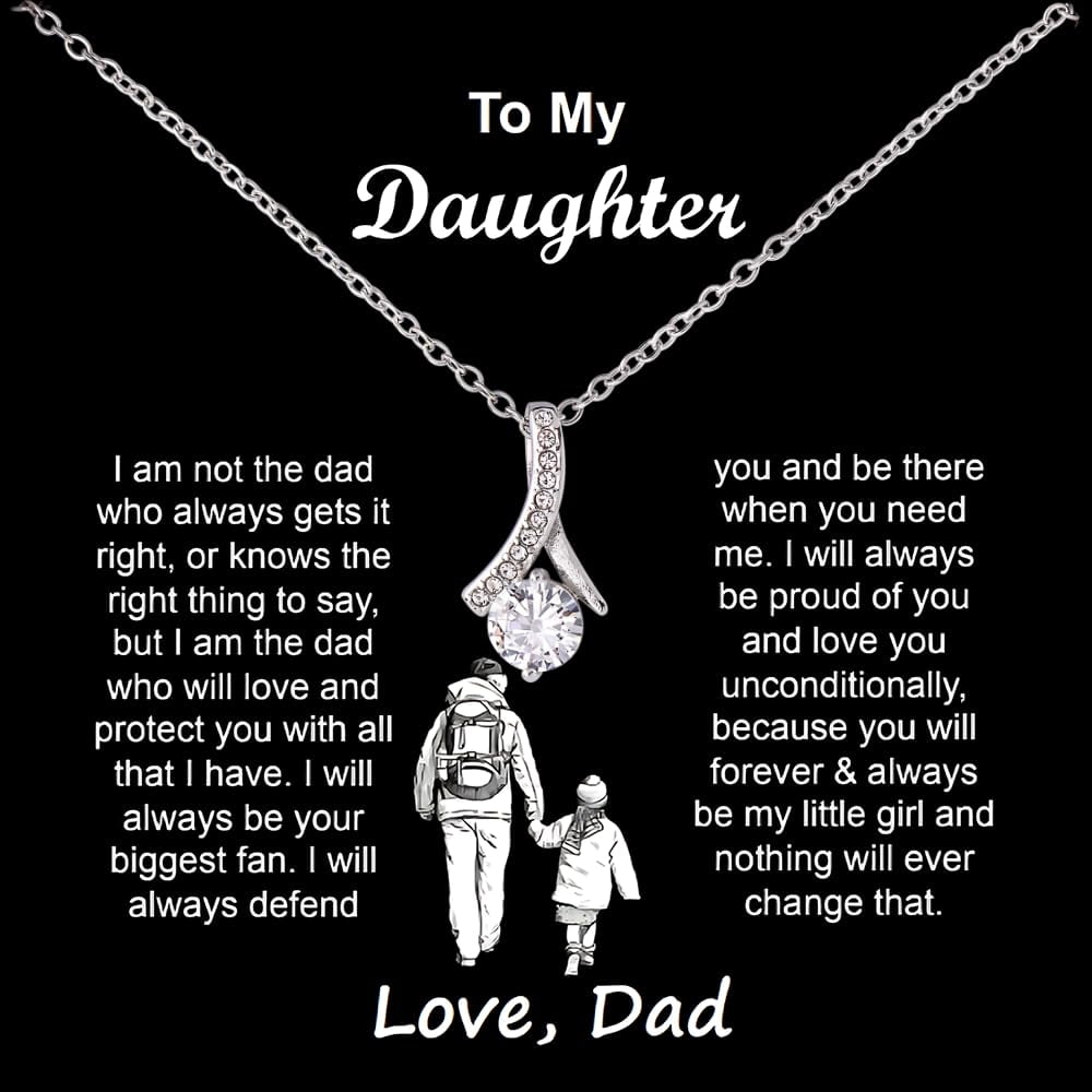 To My Badass Daughter Necklace From Dad, Birthday Her From Mom Or Daddy Daughter Jewelry With Heartfelt Message Card & Box, Perfect For Graduation #75, Gold Alluring Necklace