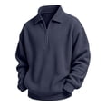 thumbnail image 2 of LOINRODI Boys Polo Quarter Zip Waffle Knit Sweater Long Sleeve Fashion Soft Lapel School Outdoor Pullover Navy 11 Years, 2 of 9