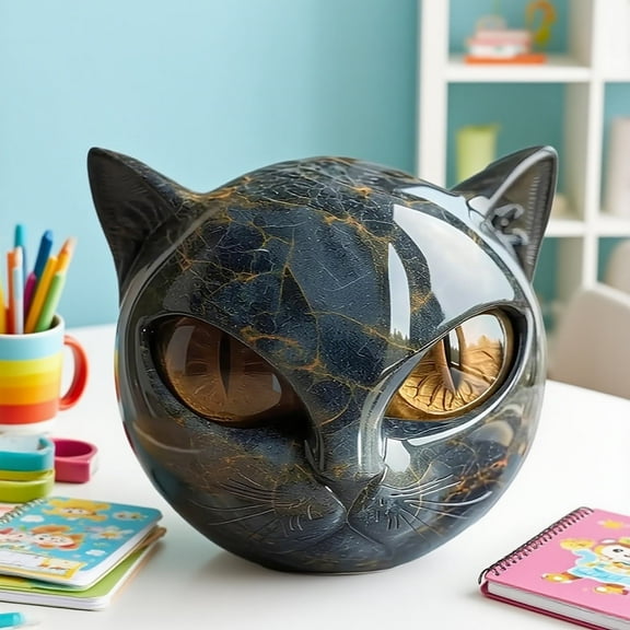 Zoloko Black Cat Statue Stone Black Cat Sculpture Elegant Home Decor Gift Ready Art Piece for Cat Lovers Halloween Decorations Indoor