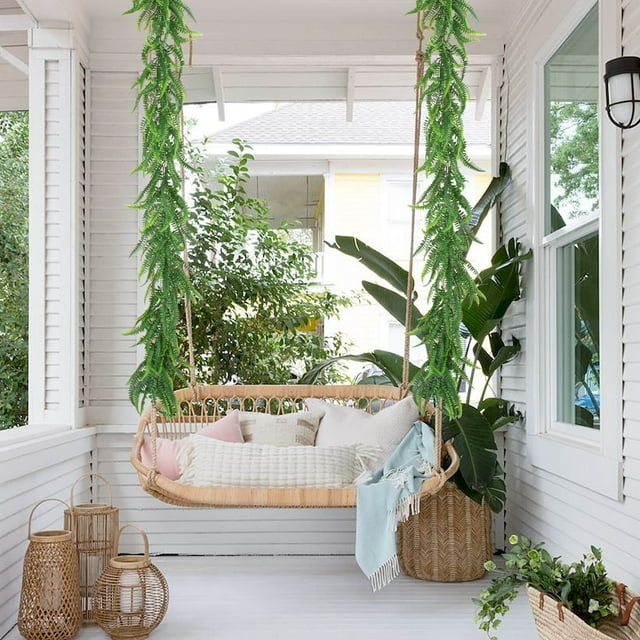 Hierba artificial de helecho persa de ratán | Conjunto de 3 plantas decorativas verdes realistas | Plástico de simulación realista de 70,8 pulgadas | Decoración para un evento de boda en el Home