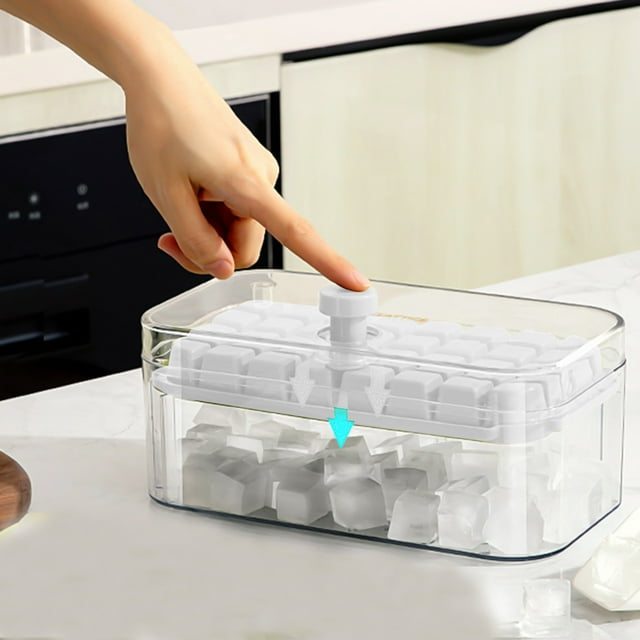 Summer Savings Kcavykas Ice Trays, Ice Cubes Tray with Lid and Bin, 32 Pcs Ice Cubes Molds with Ice Scoop, Easy Release & Save Space, Ice Cubes Storage Container Set