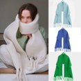 thumbnail image 2 of Bufanda de cachemira de lujo de colores sólidos brillantes para mujer, chal de invierno y pañuelo, pashmina con borlas, fular femenino, manta gruesa, 2 of 5