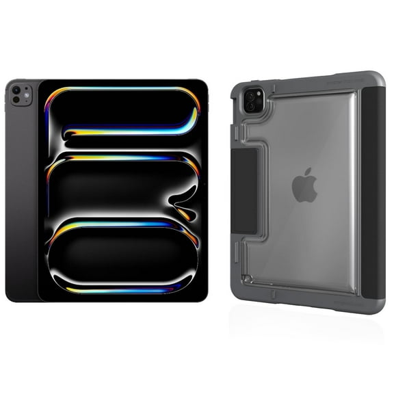 Paquete Apple iPad Pro 13 pulgadas M4 (2024, 256 GB, Wi-Fi con OLED, negro espacial) (MVX23LL/A) Paquete con funda protectora magnética STM Dux Plus