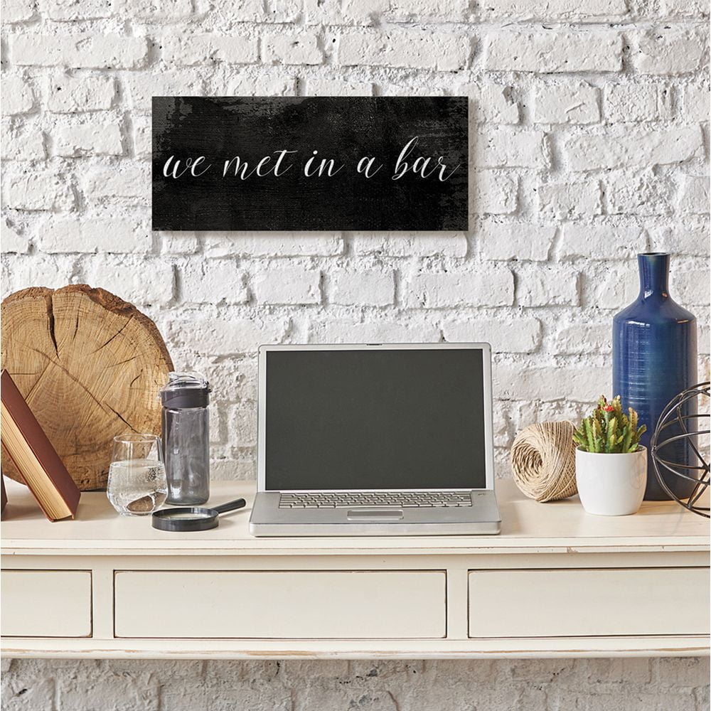 We Met In A Bar Funny Family Word Design Stretched Canvas Wall Art by Daphne Polselli