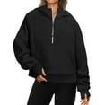 thumbnail image 7 of BDPORKAS Womens Oversized Half Zip Pullover Sweatshirts for Women Fleece Long Sleeve Cropped Hoodie Y2k Fall Fashion Clothes, 7 of 7