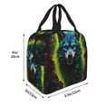 thumbnail image 2 of Yiaed Fluorescent Wolf Print Insulated Lunch Bag Reusable Cute Tote Lunch Box, Leakproof Cooler Lunch Bags for Work Office Travel School Picnic, 2 of 5
